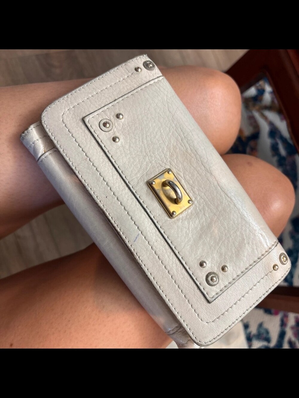 Chloe oeddinton Leather Wallet- White with Gold Hardware